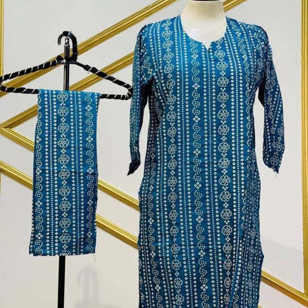 2 Pcs Women Stitched Linen Printed Suit
