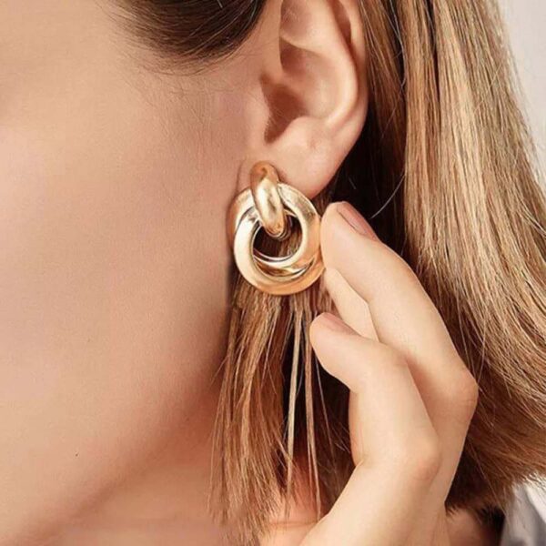 Stylish Golden Round Stud Earrings For Girls
