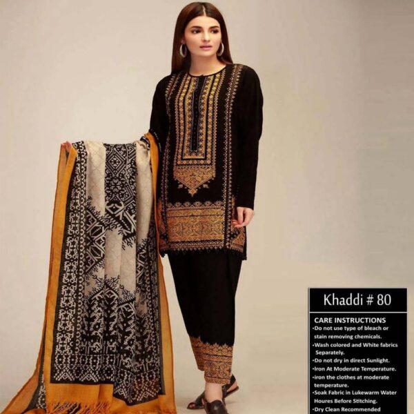 Women's Unstitched Khaddar Embroidered Suit