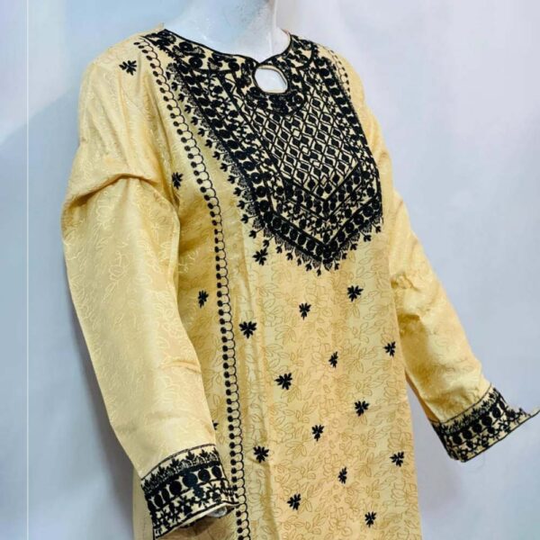 2 Pc Embroidered Viscose Linen Fancy Suit